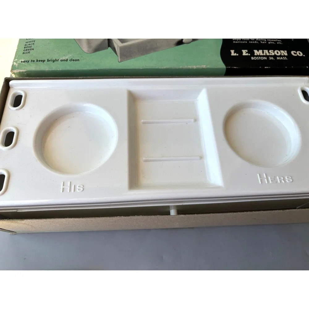 Vintage L.E. Mason Bath-Valet White‎ MCM Wall Mount Organizer His Hers